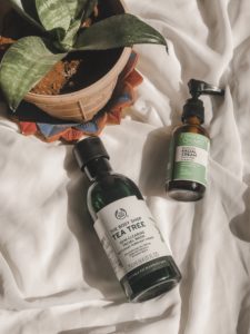 Skincare image of The Body Shop Tea Tree face wash and Conscious Chemist facial Cream